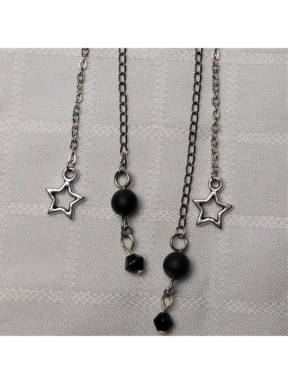 No 104 Handmade earrings with Tibetan silver stars charms and polished stones